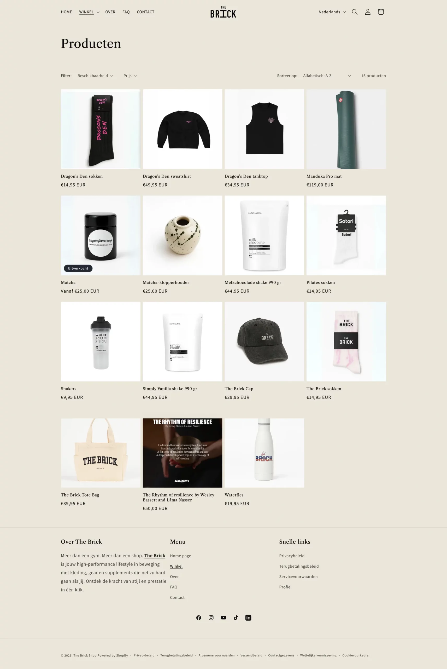 shopify webshop producten