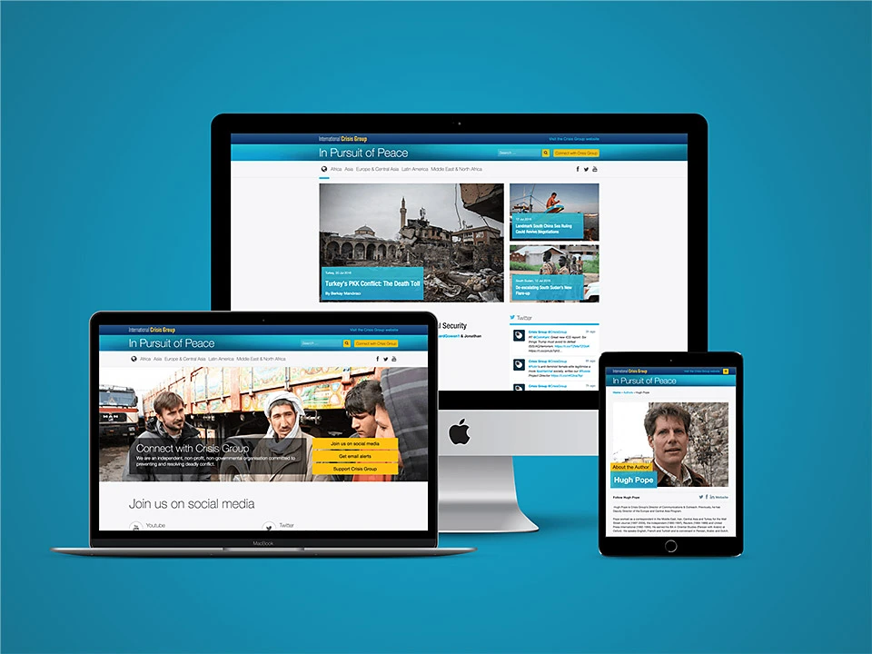 A multilingual news blog for an international organization, mobile responsive
