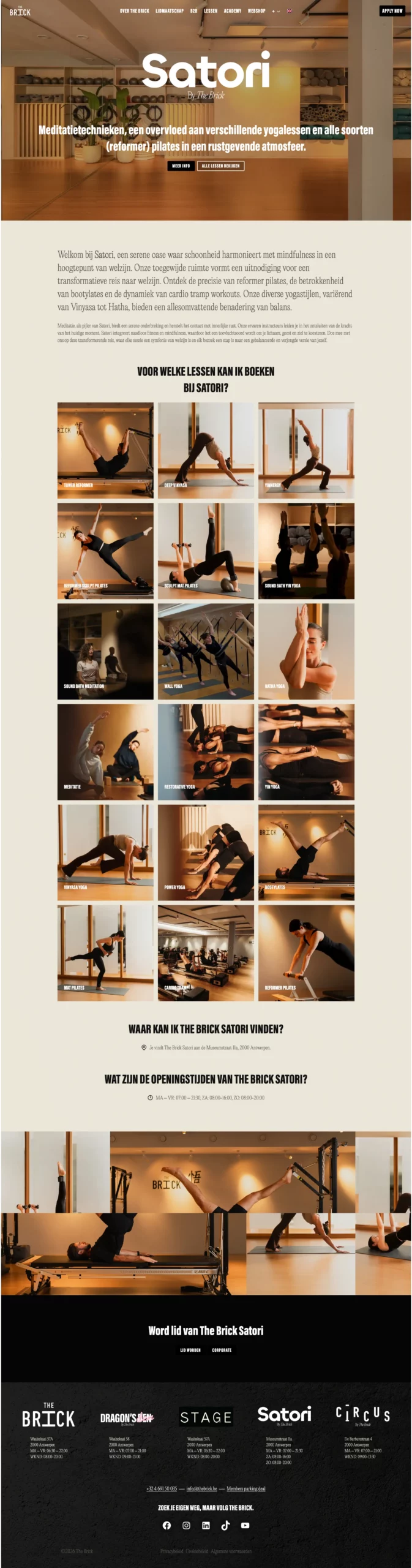 Overzichtelijke prijslijsten per merk of behandeling, met aanduiding van prijs en tijdsduur — Het schoonheidssalon kan zelf eenvoudig alle prijslijsten aanpassen. Meertalige website voor een iconische fitness met meerdere locaties — The Brick