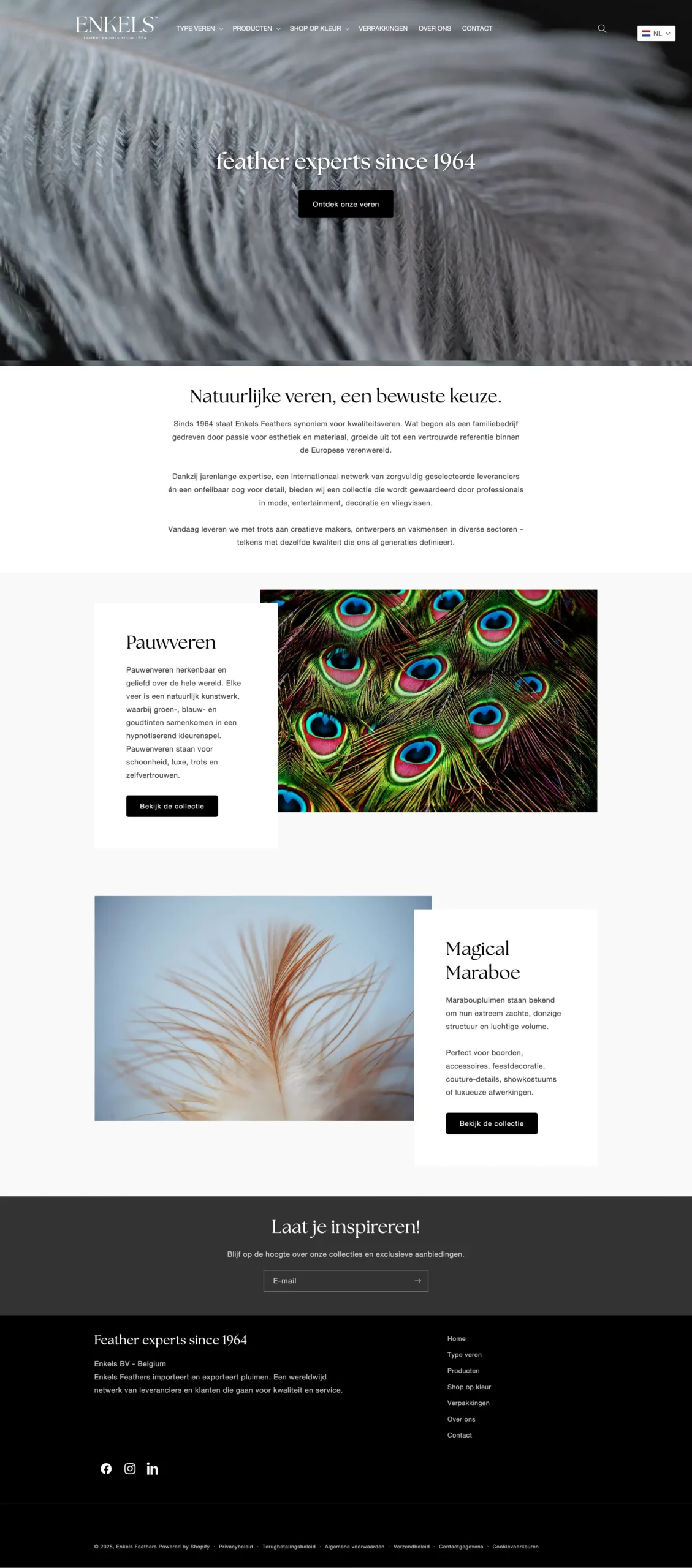 b2b groohandel webshop groot assortiment producten en product variaties, meerdere verpakkingsvormen, b2b — Enkels Feathers