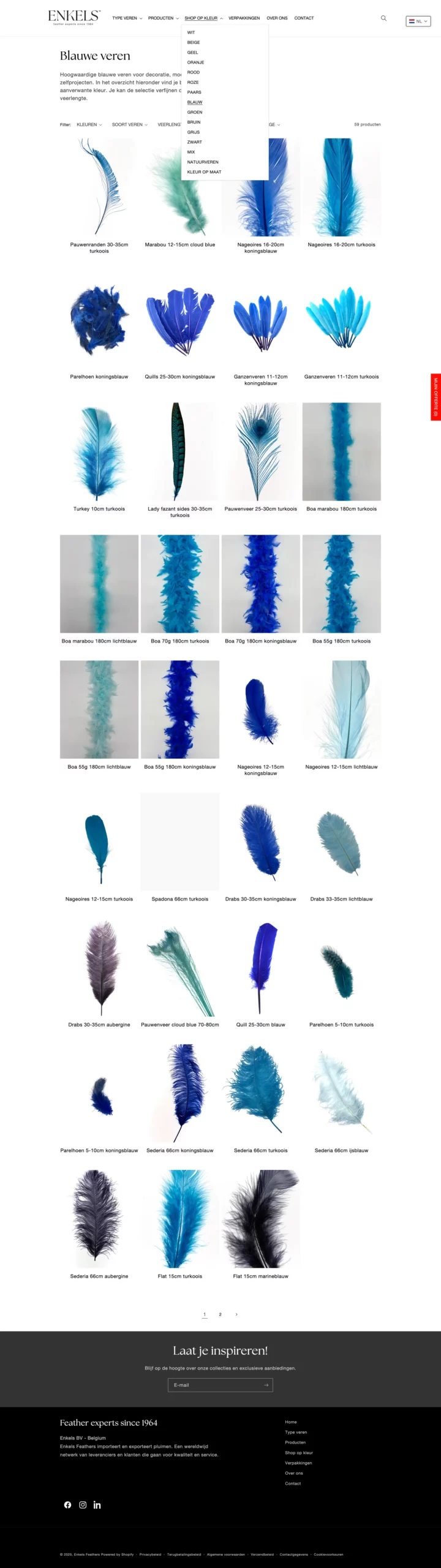 b2b groohandel webshop groot assortiment producten en product variaties, meerdere verpakkingsvormen, b2b — Enkels Feathers