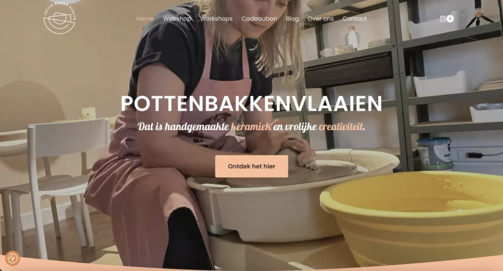 workshops aanbieden en producten verkopen — Pottenbakkenvlaaien webshop