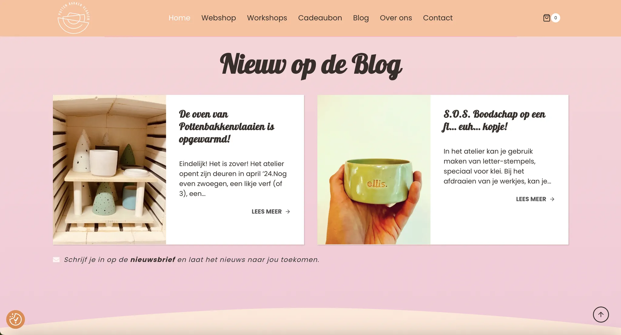workshops aanbieden en producten verkopen — Pottenbakkenvlaaien webshop
