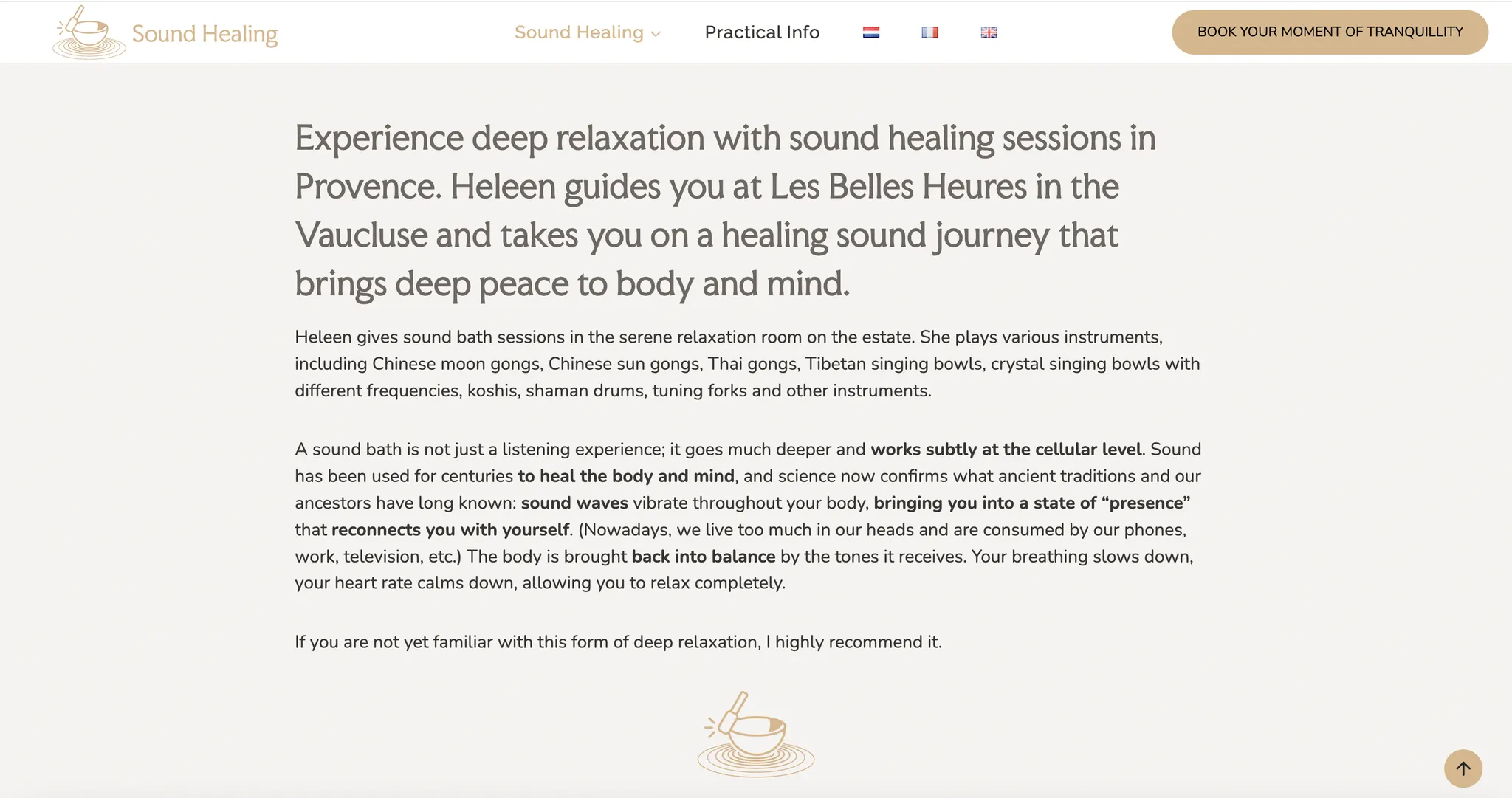 website sound healing website yoga meditatie — Sound Healing in de Provence