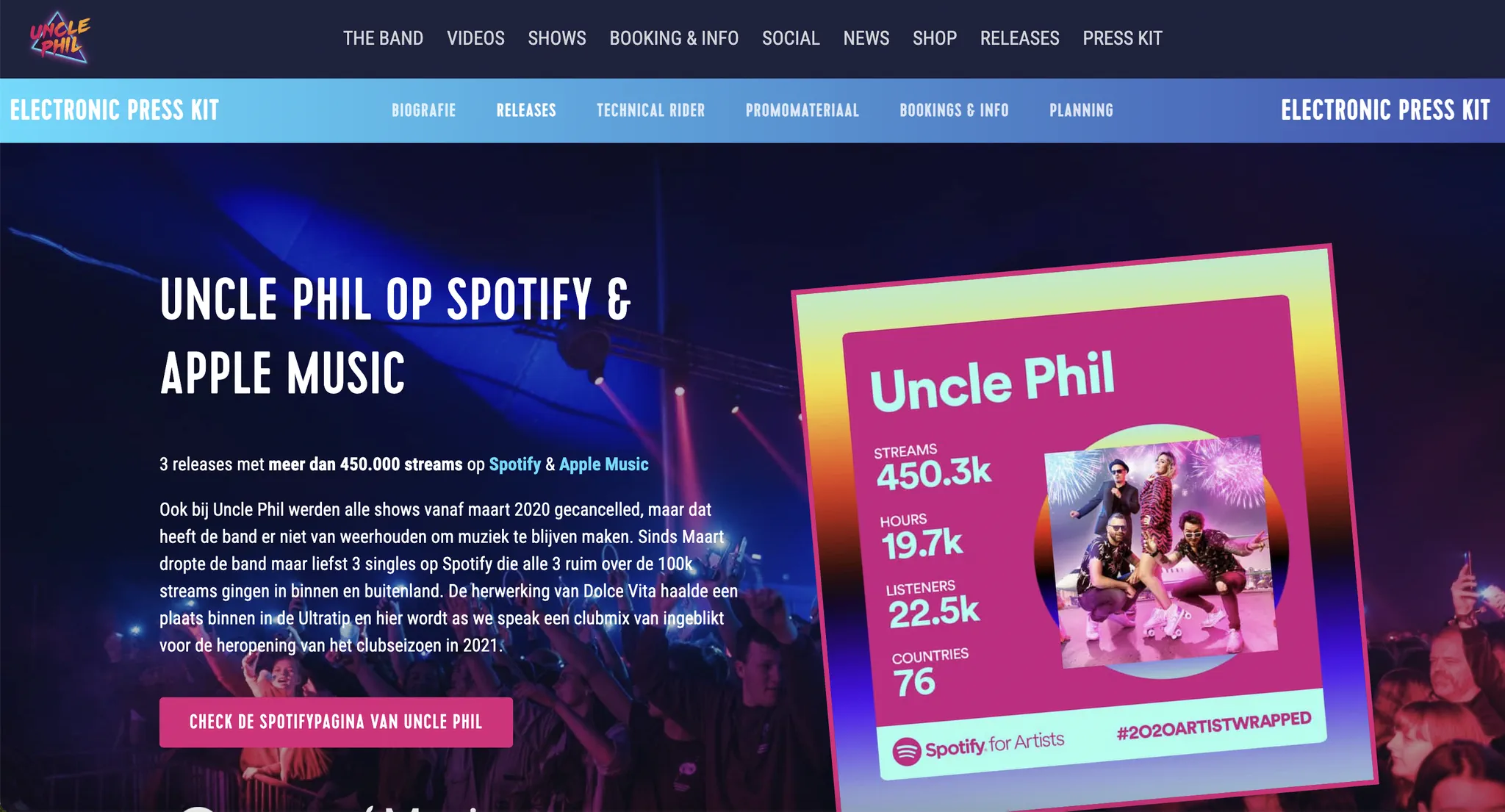 website band, een website voor mijn band — Uncle Phil