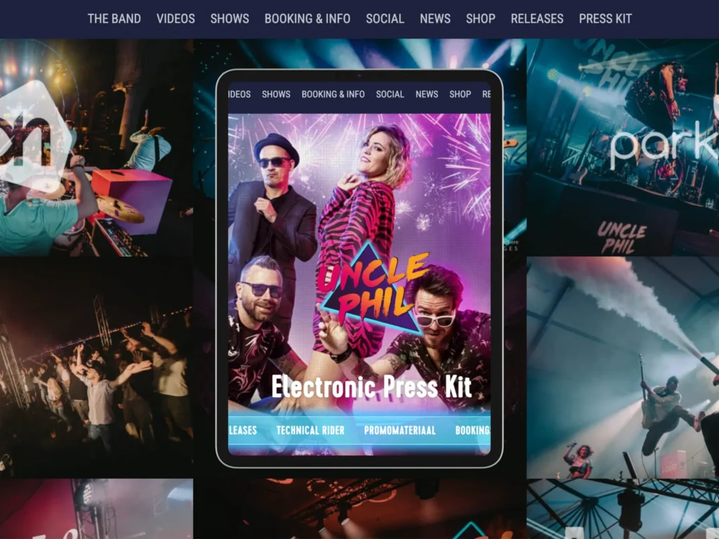 Ik wil een website voor mijn band die bezoekers meteen het gevoel geeft van ons optreden